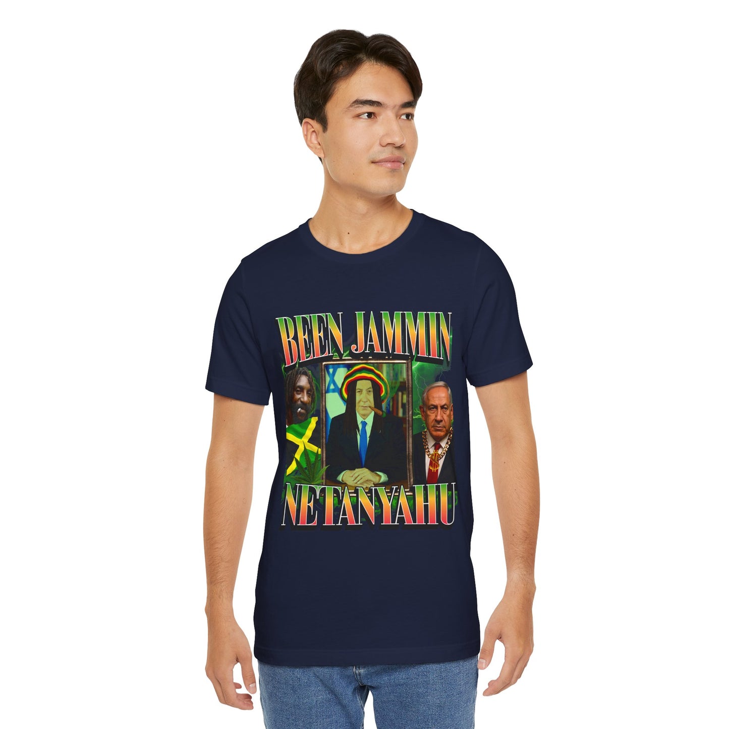 Been Jammin Netanyahu Meme T-Shirt, Ironic Benjamin Netanyahu Rastafarian Israeli Themed Graphic Tee, Tel Aviv Impressed