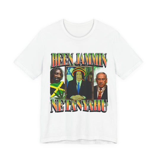 Been Jammin Netanyahu Meme T-Shirt, Ironic Benjamin Netanyahu Rastafarian Israeli Themed Graphic Tee, Tel Aviv Impressed
