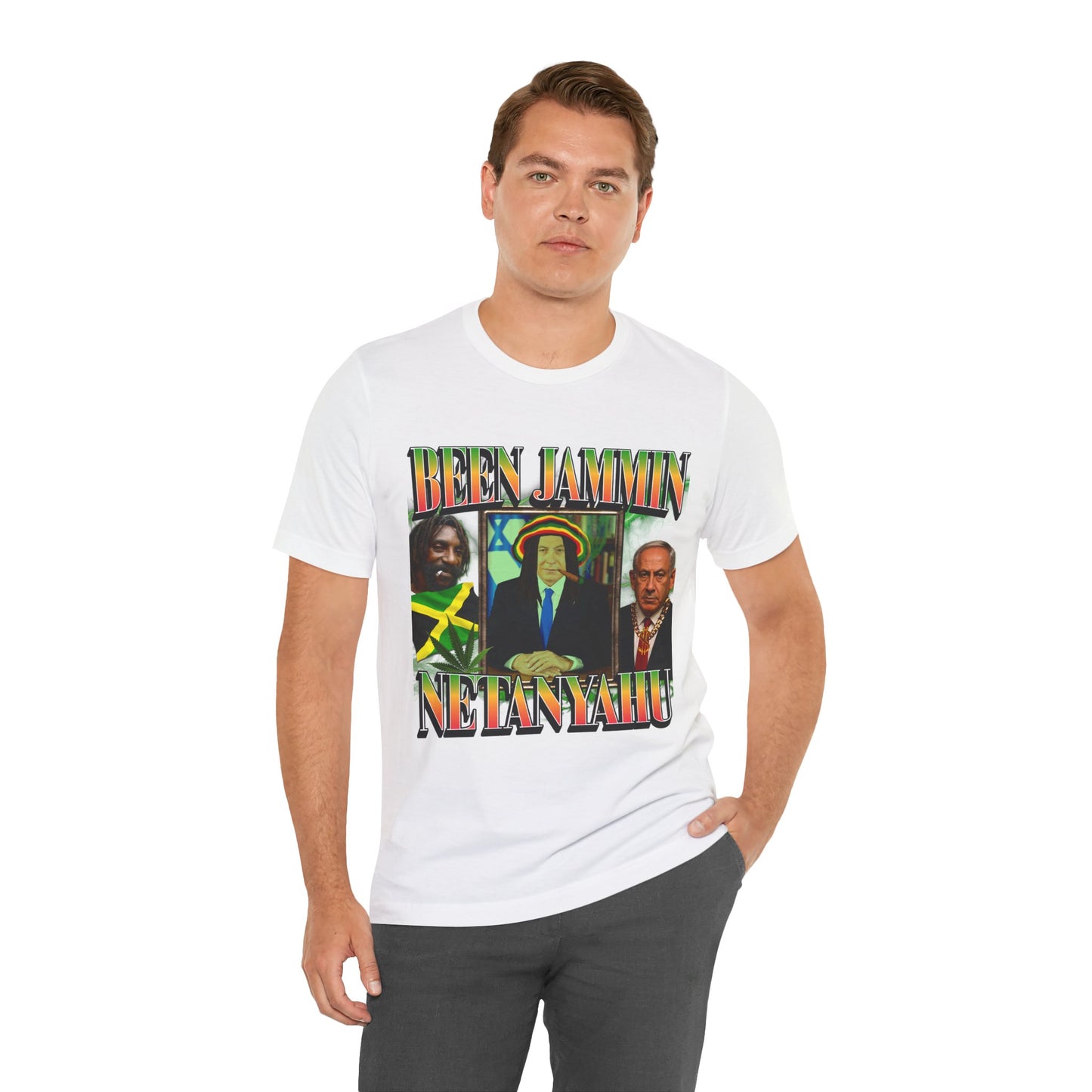 Been Jammin Netanyahu Meme T-Shirt, Ironic Benjamin Netanyahu Rastafarian Israeli Themed Graphic Tee, Tel Aviv Impressed