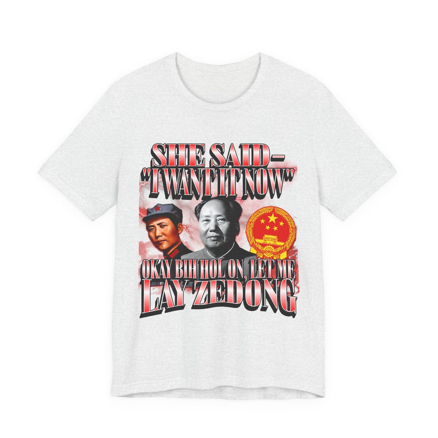 Mao Zedong Badass Meme T-shirt, Red Sun in the Sky; Rising Dong in my Flies, Unisex Graphic Tee