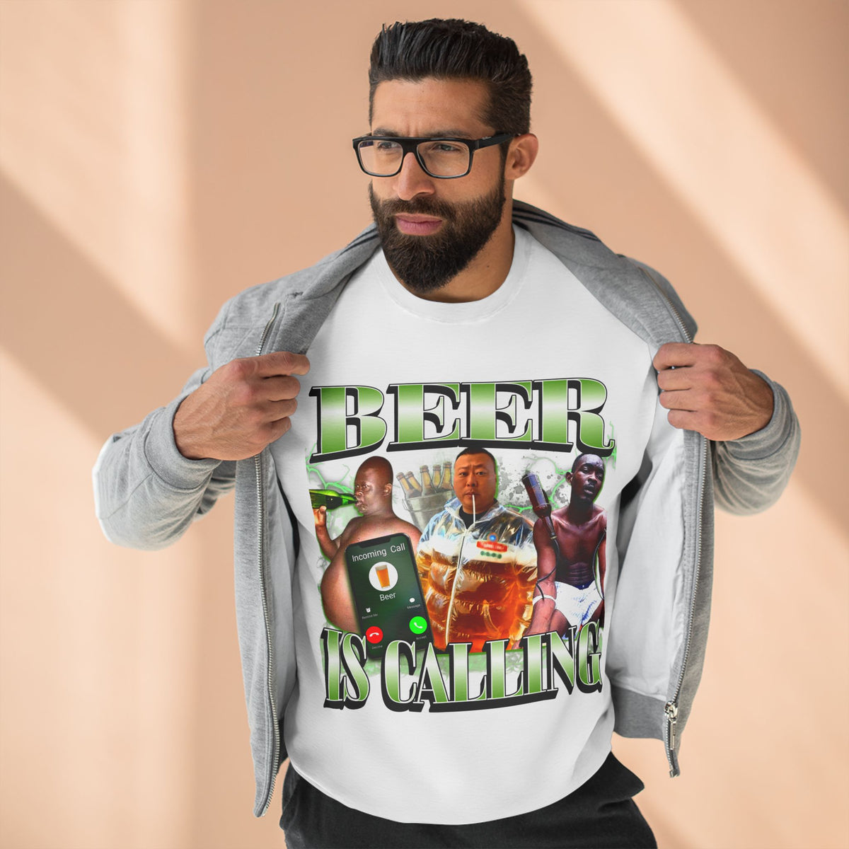 Beer is Calling Unisex Graphic Sweater, Drinking Meme Jumper