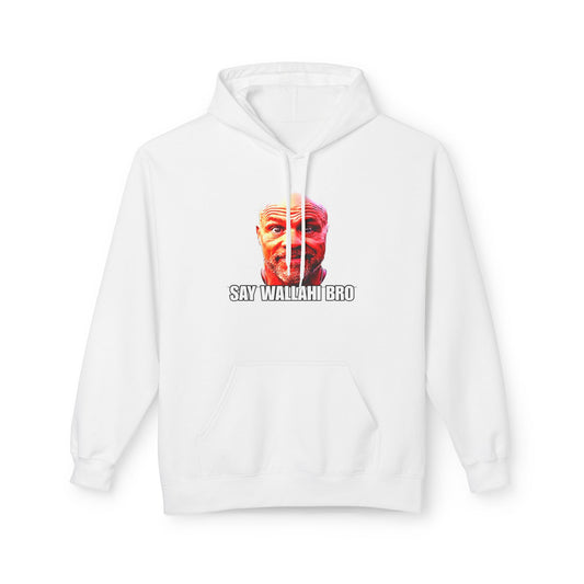 Say Wallahi Bro Unisex Fleece Hoodie, Red Faced Kurt Angle Meme