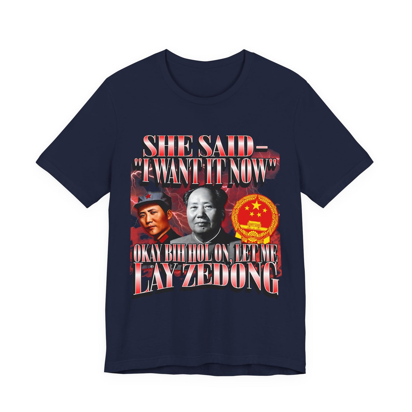 Mao Zedong Badass Meme T-shirt, Red Sun in the Sky; Rising Dong in my Flies, Unisex Graphic Tee