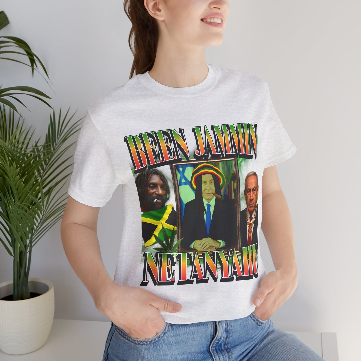 Been Jammin Netanyahu Meme T-Shirt, Ironic Benjamin Netanyahu Rastafarian Israeli Themed Graphic Tee, Tel Aviv Impressed