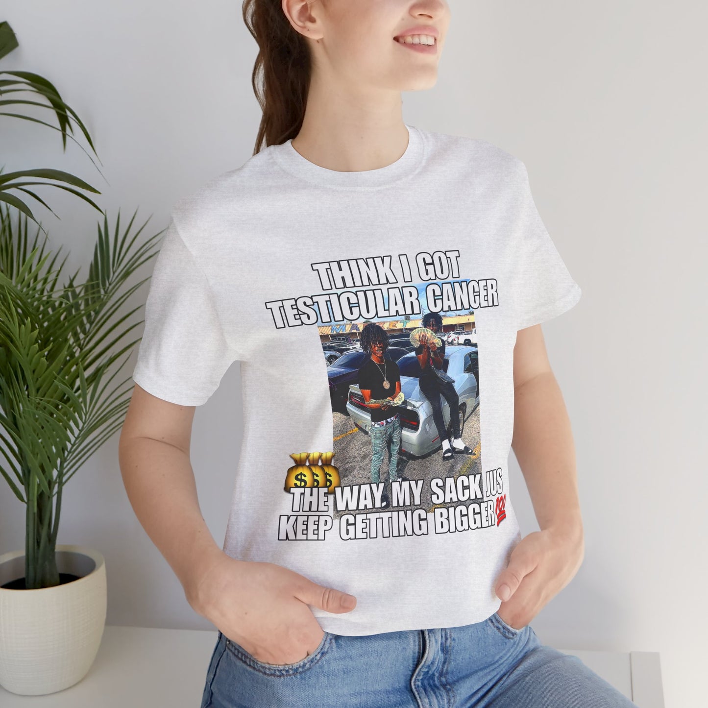 My Sack Getting Bigger Meme T-Shirt, Hood Irony Shirts, Joke Unisex Graphic Tee, Cancer Awareness