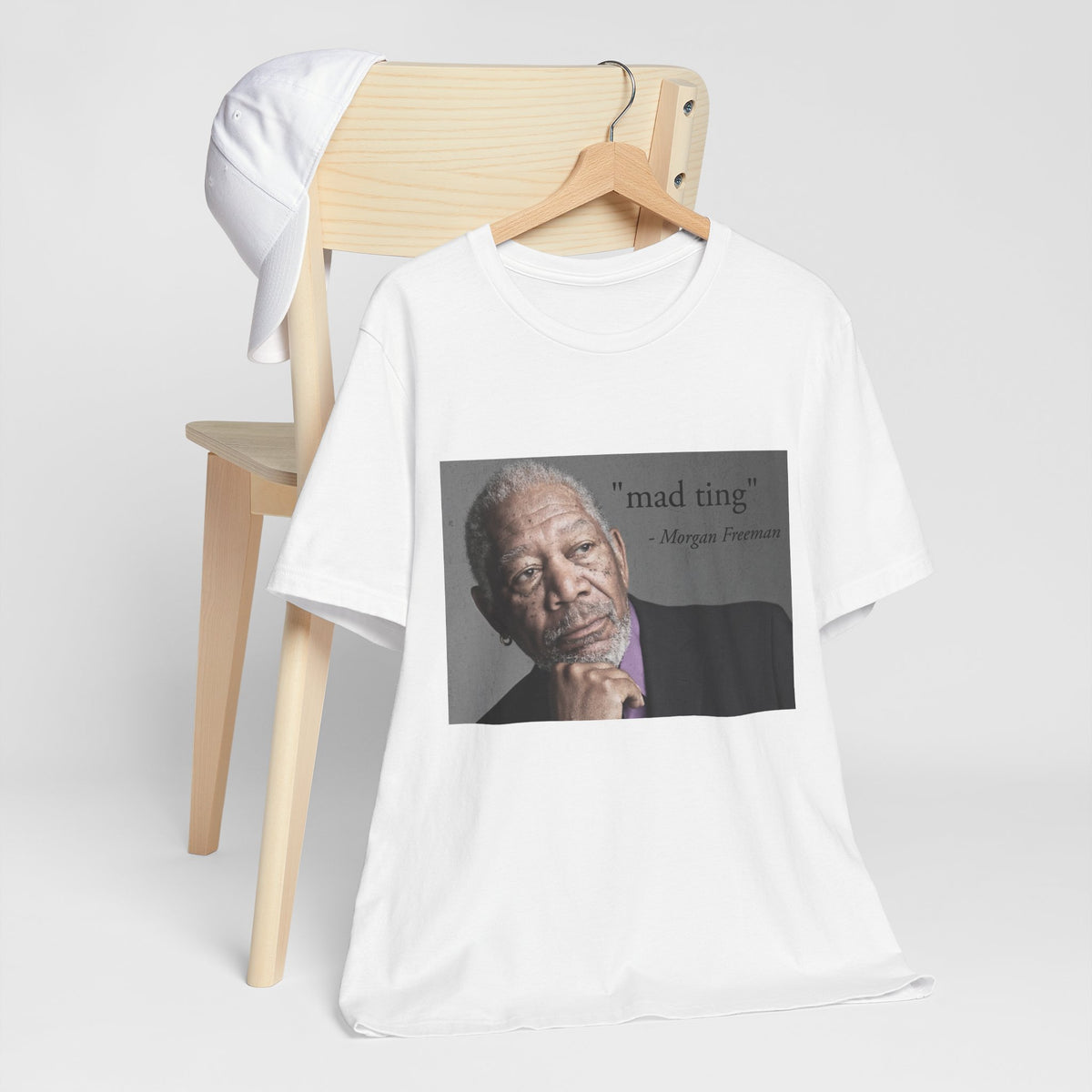 Inspirational Morgan Freeman Unisex Crewneck T-shirt, "Mad Ting"