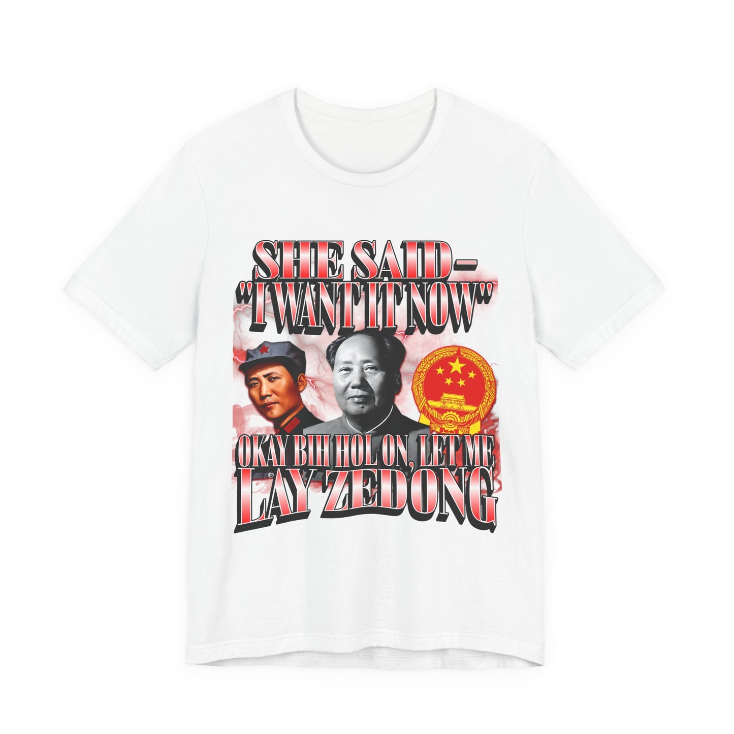 Mao Zedong Badass Meme T-shirt, Red Sun in the Sky; Rising Dong in my Flies, Unisex Graphic Tee