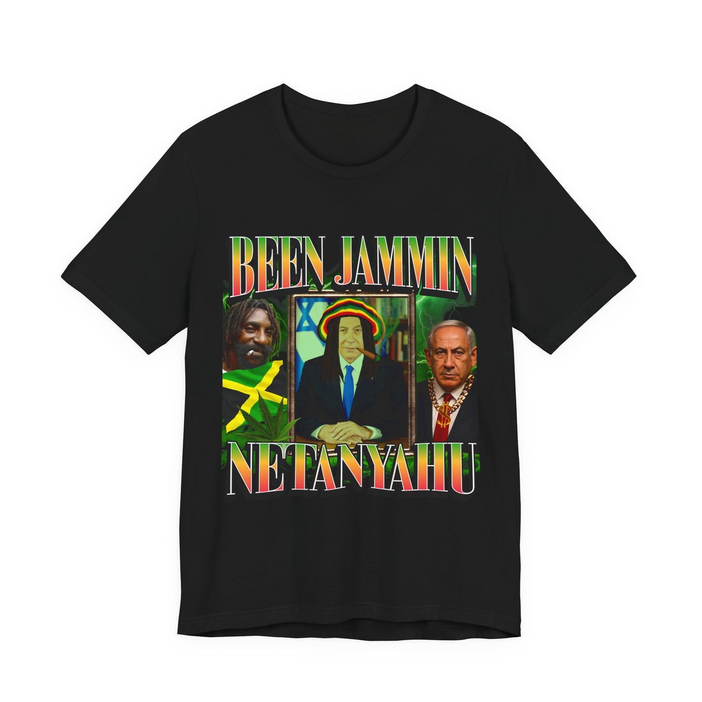 Been Jammin Netanyahu Meme T-Shirt, Ironic Benjamin Netanyahu Rastafarian Israeli Themed Graphic Tee, Tel Aviv Impressed