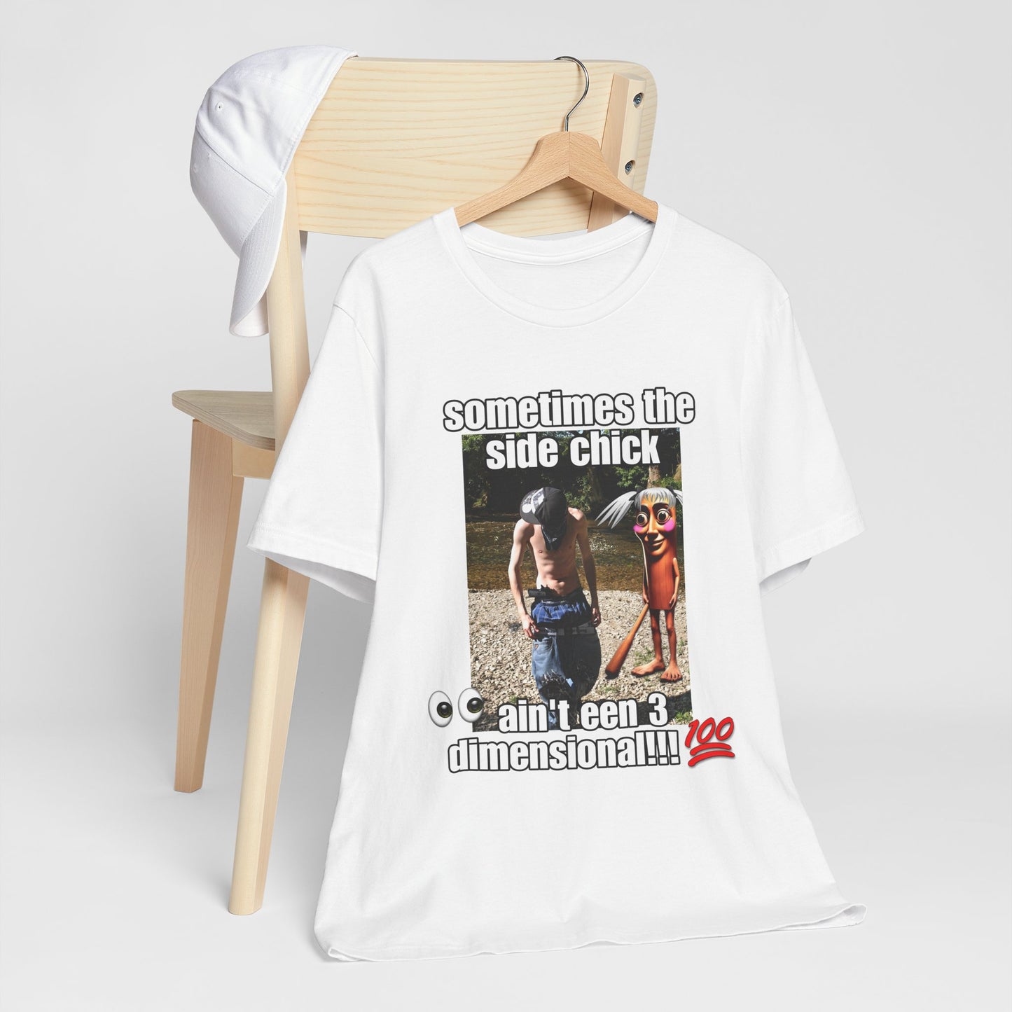 Side Chick Statement T-shirt, Tung Tung Tung Sahur Unisex Graphic Tee, Ouu Shi...