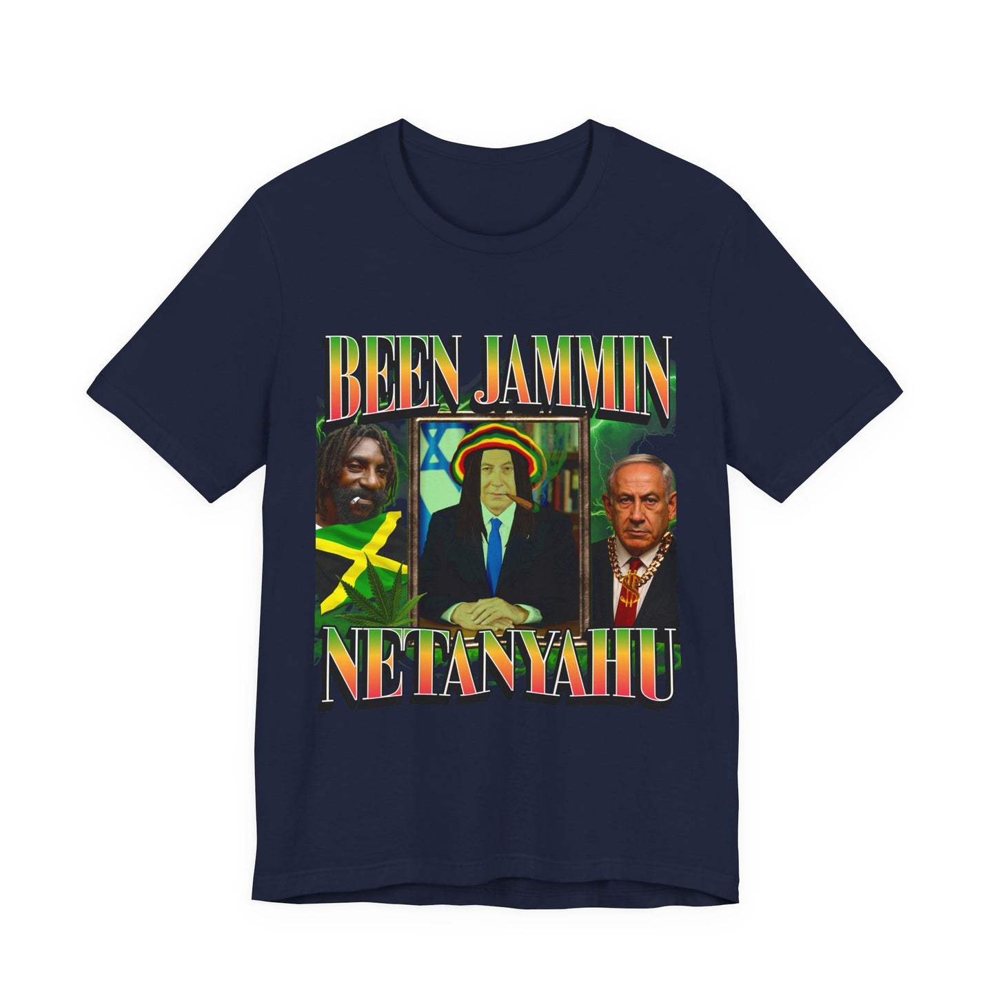 Been Jammin Netanyahu Meme T-Shirt, Ironic Benjamin Netanyahu Rastafarian Israeli Themed Graphic Tee, Tel Aviv Impressed