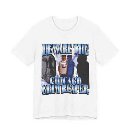 Beware the Chicago Grim Reaper T-shirt, Analog Horror Graphic Tee