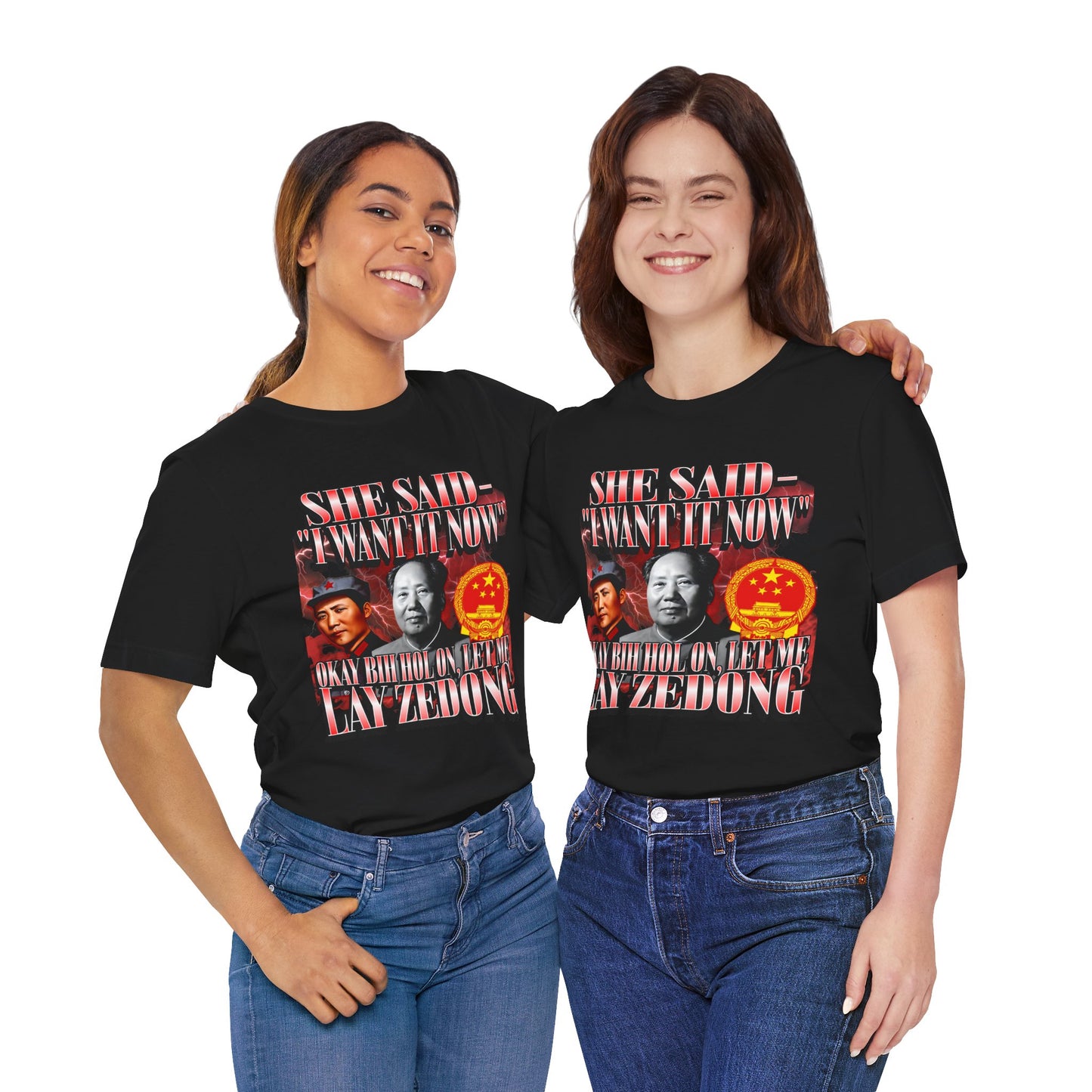 Mao Zedong Badass Meme T-shirt, Red Sun in the Sky; Rising Dong in my Flies, Unisex Graphic Tee