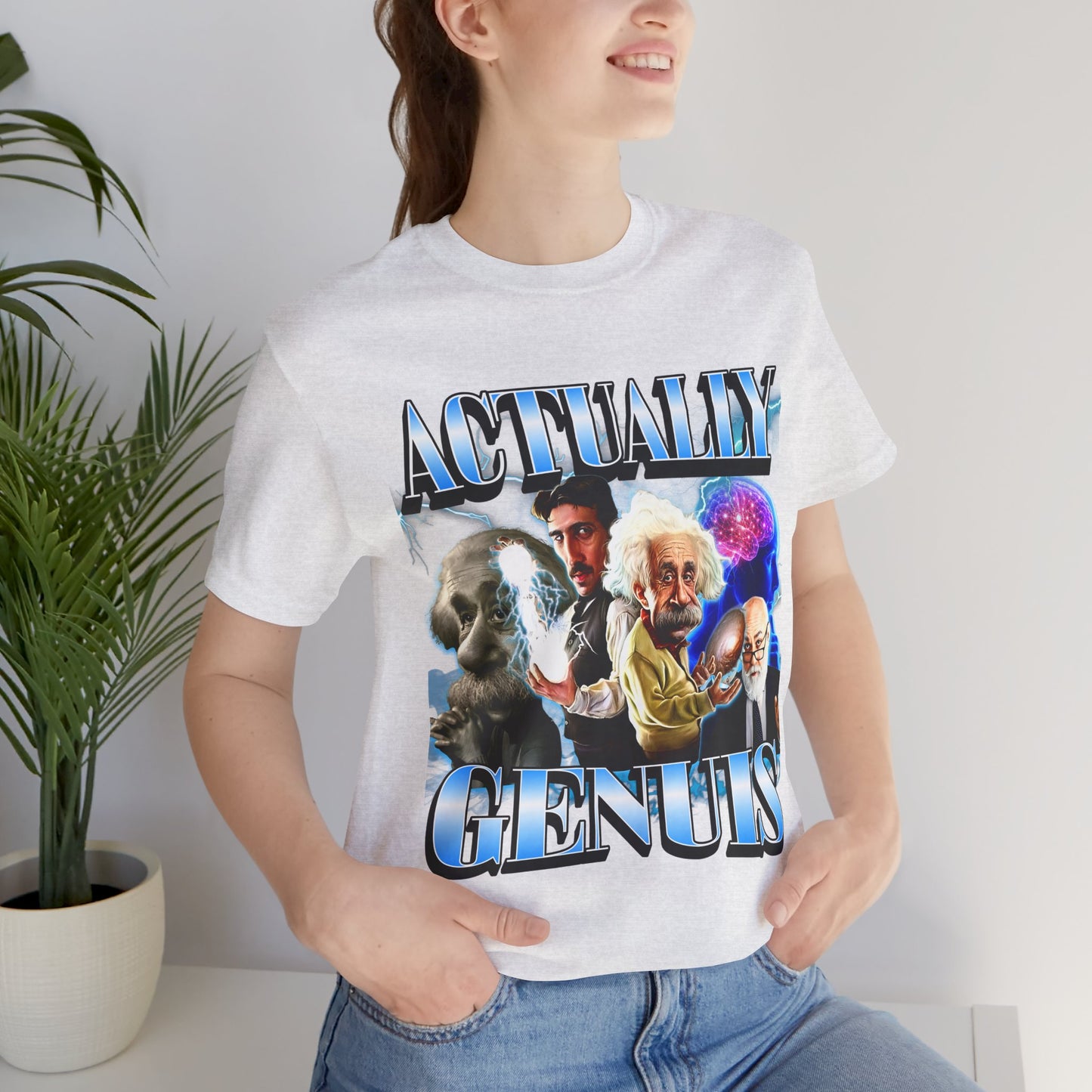 Actually Genuis Einstein Meme T-shirt, Unisex Graphic Shirt for Extremely High-IQ Individuals