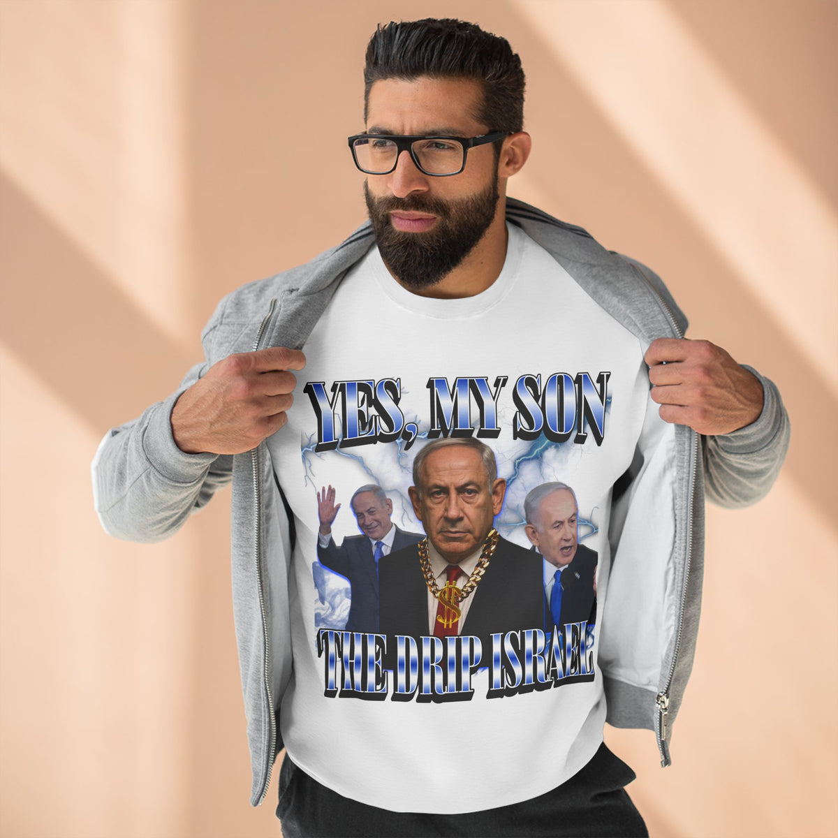 The Drip Israel Crewneck Sweatshirt, Tel Aviv Impressed, Big Yahu Graphic Jumper