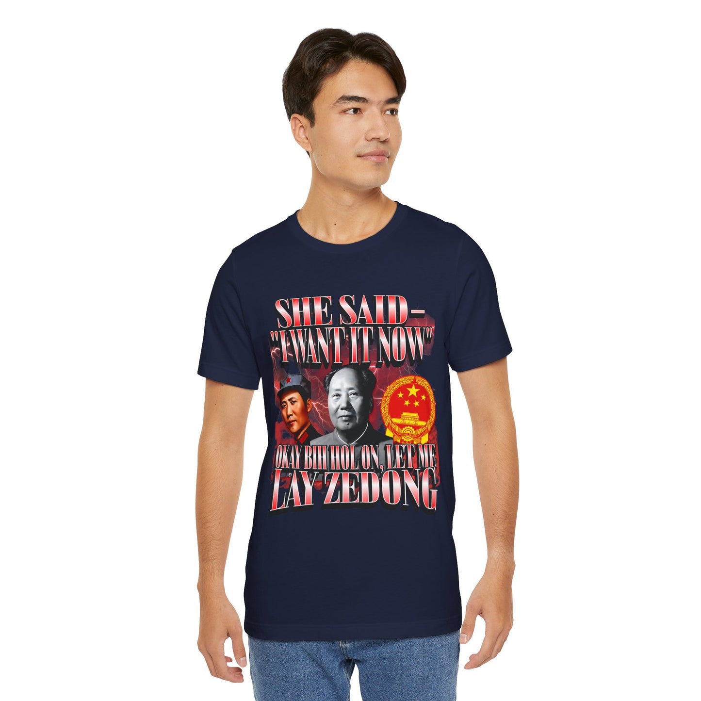 Mao Zedong Badass Meme T-shirt, Red Sun in the Sky; Rising Dong in my Flies, Unisex Graphic Tee