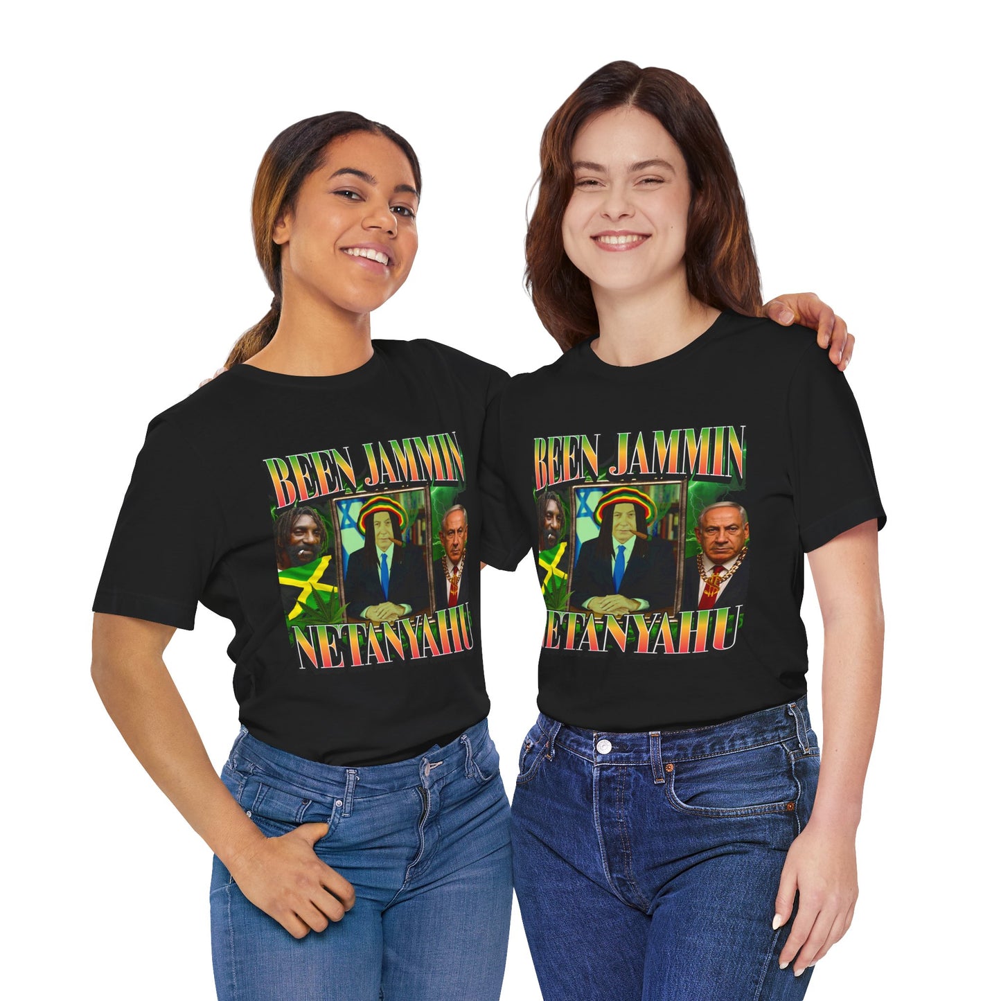 Been Jammin Netanyahu Meme T-Shirt, Ironic Benjamin Netanyahu Rastafarian Israeli Themed Graphic Tee, Tel Aviv Impressed