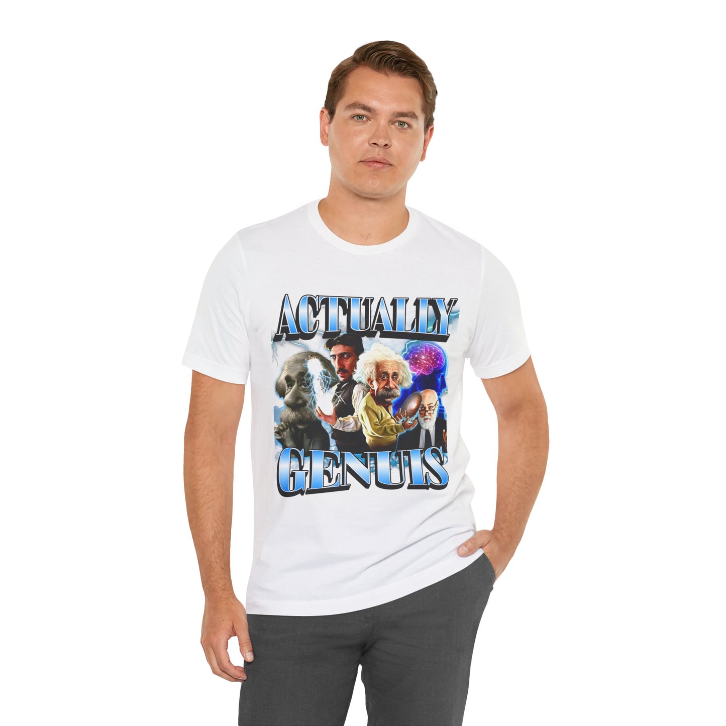 Actually Genuis Einstein Meme T-shirt, Unisex Graphic Shirt for Extremely High-IQ Individuals
