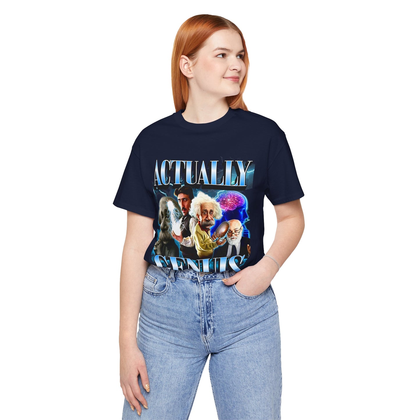Actually Genuis Einstein Meme T-shirt, Unisex Graphic Shirt for Extremely High-IQ Individuals